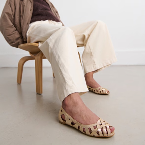 Jonak Deray Ballerines Ajourées, Size 37, en Croûte Laminée Platine (Platinum) - Picture 7 of 15